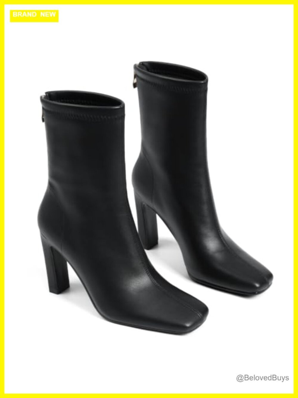 Women's Stretch Faux Leather Ankle Boots with Chunky Heel & Back Zipper
